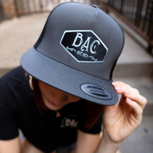 BAC Patch Logo Black Mesh Flat Brim Hat