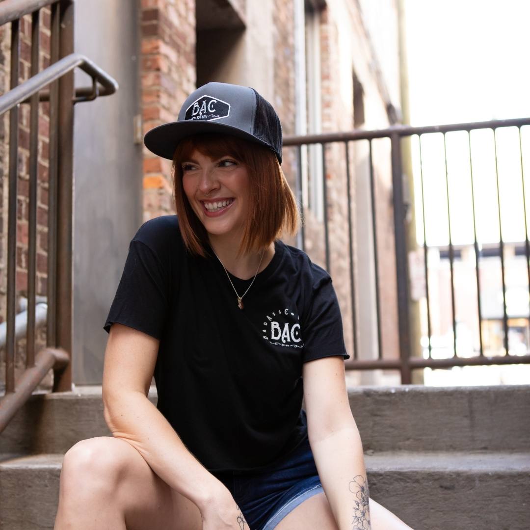BAC Patch Logo Black Mesh Flat Brim Hat