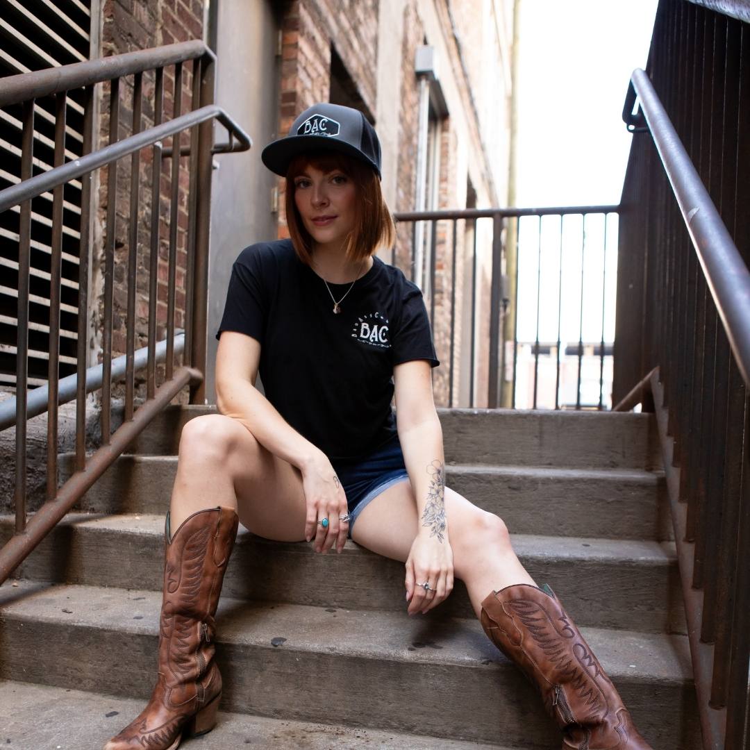BAC Patch Logo Black Mesh Flat Brim Hat