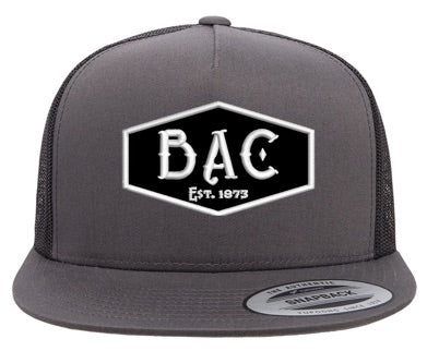 BAC Patch Logo Black Mesh Flat Brim Hat