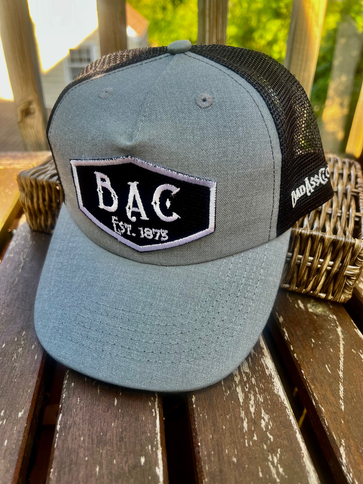 BadAssCowboy Patch Logo Black Mesh Back Trucker Hat