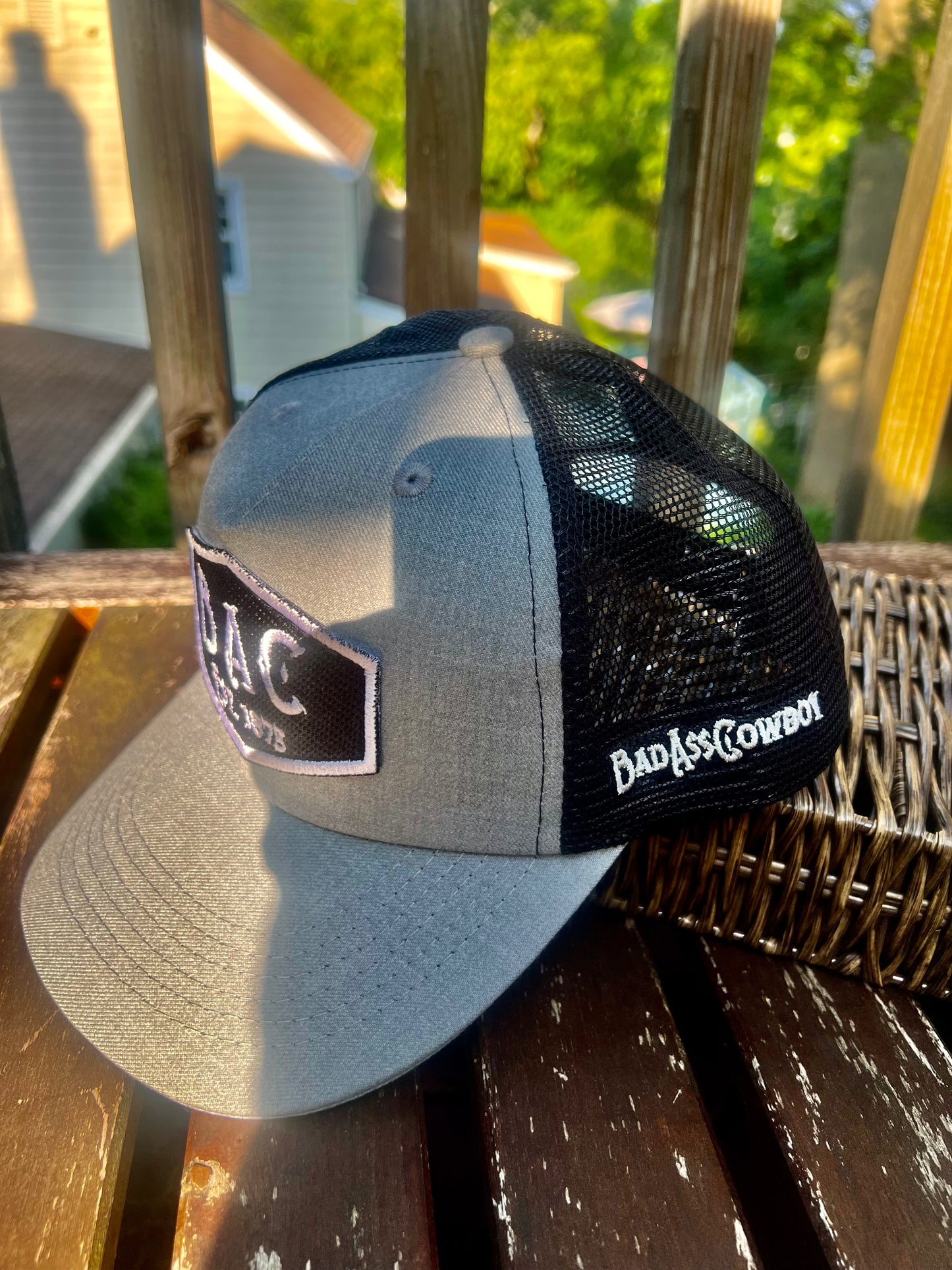 BadAssCowboy Patch Logo Black Mesh Back Trucker Hat